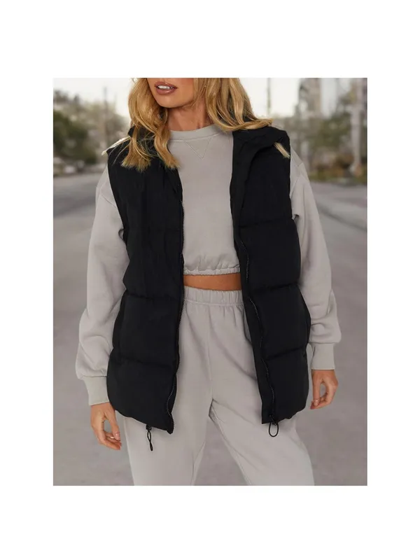 Black Puffer Vest Women Sleeveless Jacket - Image 6