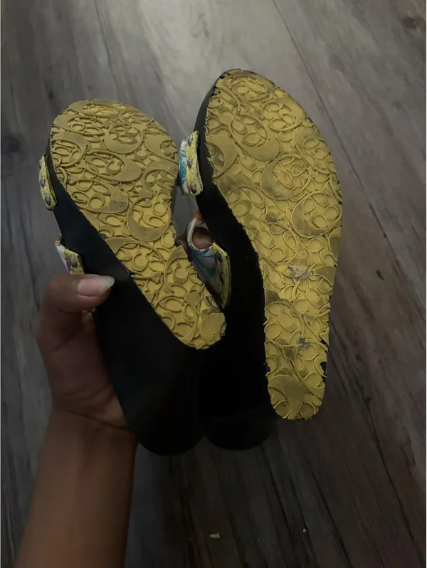 VTG Coach Y2K Wooden Wedge Sandals Sz 4 Hand Painted - Image 7