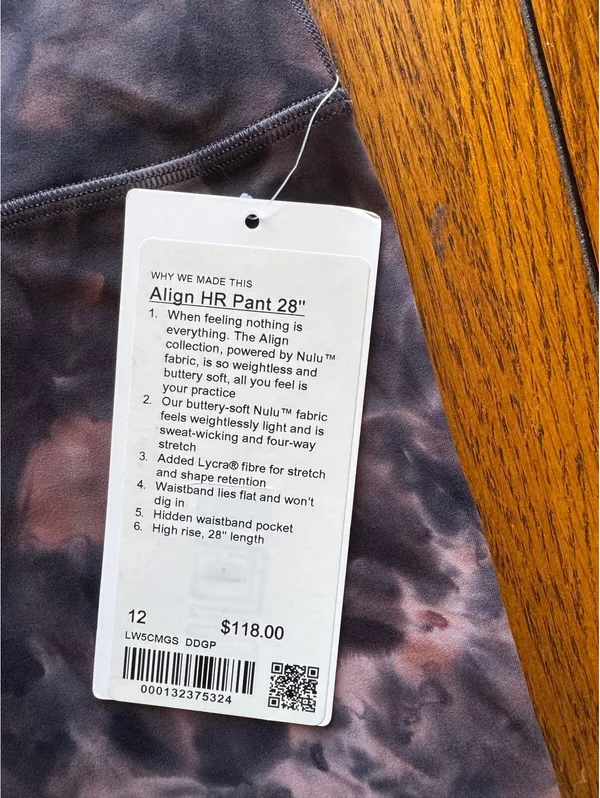 Lululemon Align High Rise 28” Diamond Dye Pink Pastel Size 12 NWT - Image 5