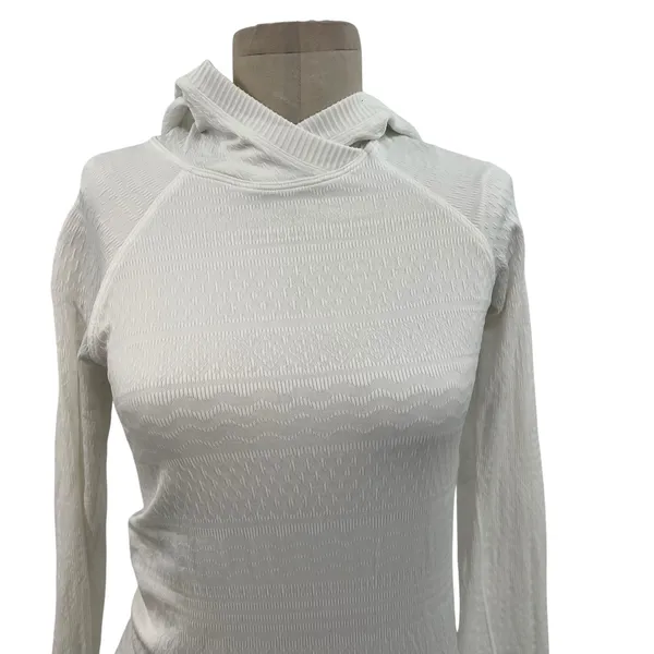 Lululemon Rest Less Hoodie‎ Long Sleeve Seamless Stretch Textured White Size 2 - Image 3