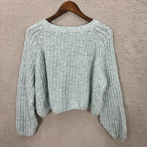 Kimchi Blue Sweater Women M Blue Crochet Pullover‎ Soft Girl Cottagecore Boho - Image 6