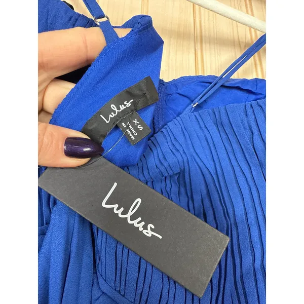 NWT Lulus Cascading Crush Cobalt Blue Tiered Bustier Midi Dress Gala Banquet XS - Image 7