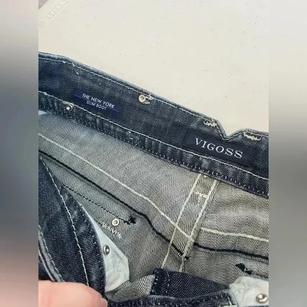 Vigoss the New York boot cut jean‎ size 3/4 L33 Bling Sequin Jeans EUC! 0057 - Image 7