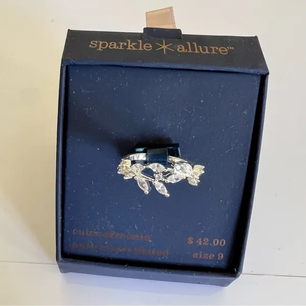 Sparkle Allure Ring Size 9 Cubic‎ Zirconia Pure Silver Plated Vine Design - Image 2