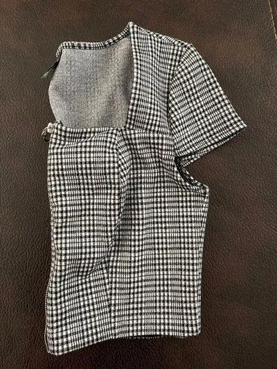 Wild Fable Plaid Zip Front 90s Crop Top - Image 4
