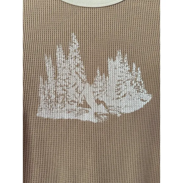American Eagle Waffle Knit Graphic Long Sleeve Thermal Top Women’s Size Small - Image 4