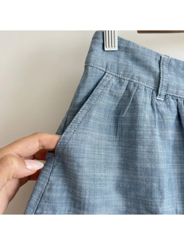 Hollister Blue Chambray Button Front Mini Skirt Pockets Women’s Small - Image 5