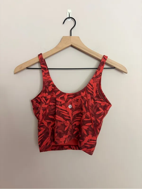 Lululemon Align Cropped Tank Top Spray Leaf Fireside Red Multi Size 4 - Image 3