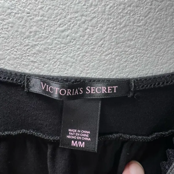 Victoria’s Secret Nightie Lingerie Slip Dress Black Lace Trim Cotton Soft Medium - Image 5