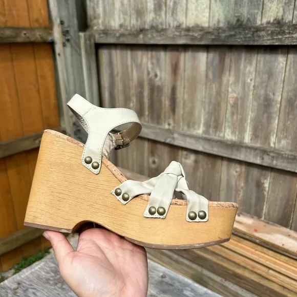 Kork-Ease Women's Dawson Wedge Platform Sandals Off White‎ Size 8 - Image 6