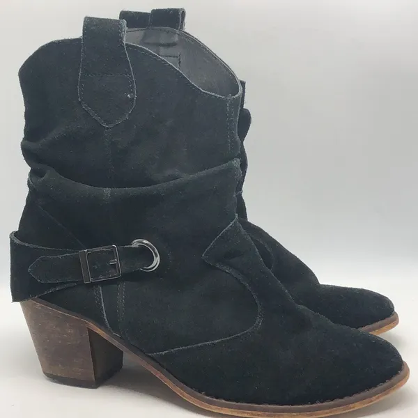 Decree Black Suede Leather Slouch Booties 9 - Image 2