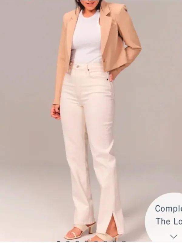 Abercrombie & Fitch 90’s Straight Ultra High Rise Off-White Jeans Size 31L - Image 2