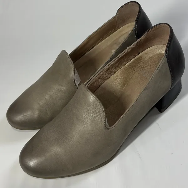 Dansko Preston Heeled Loafers Stone Nubuck‎ & Black Leather Comfort EU 37 US 7 - Image 4