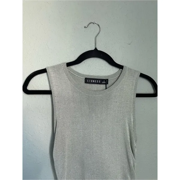 New Lioness Military Minds Ribbed Ruched Mini Dress Size S/4 Sage Green - Image 4