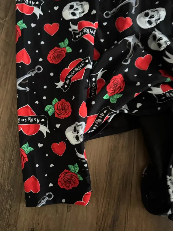 As Rose Rich One-Piece Swimsuit with Red Rose & Skull Print - Image 6