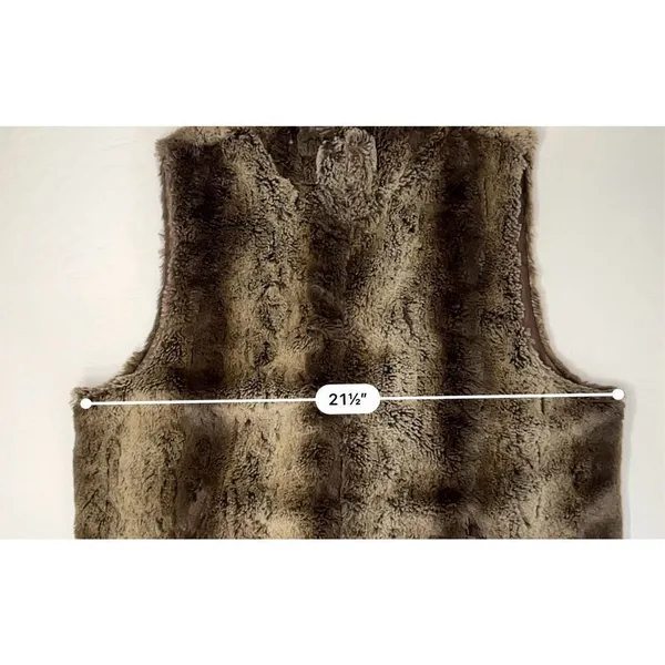Betsey Johnson Brown Faux Fur Vest sz‎ Large Striped Retro Fully Lined - Image 6