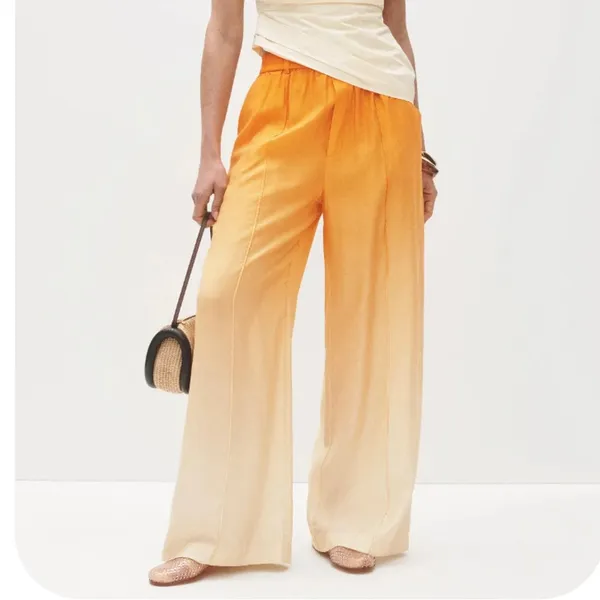Significant Other Ombre Wide Leg Pants SIZE 2 Flowy Butter Yellow Designer $200 - Image 3