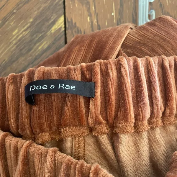 Doe & Rae Corduroy Wide Leg Pants Drawstring Copper - Image 4