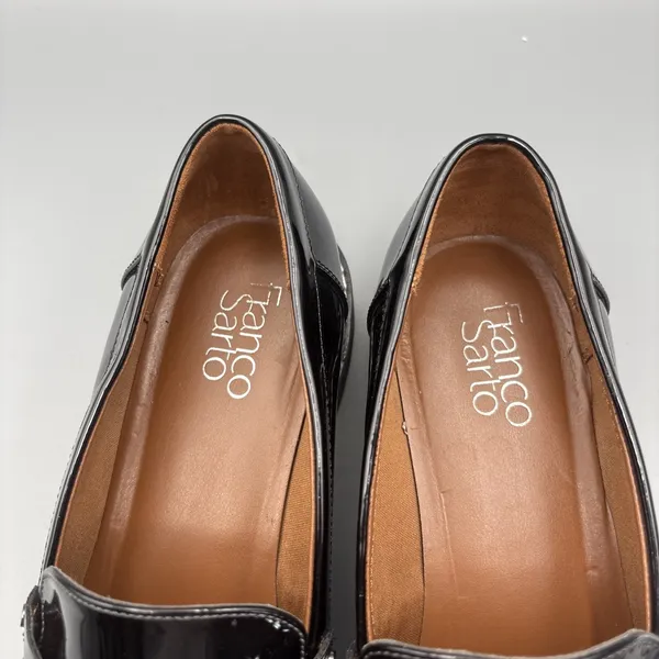 Franko Sarto Cassandra Penny Loafers Size 10 Black Patent Vegan Leather Academia - Image 9