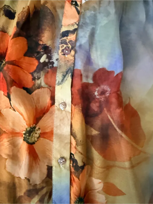 Mystree Orange Multi Floral Sleeveless Button-Front Tunic - Image 7