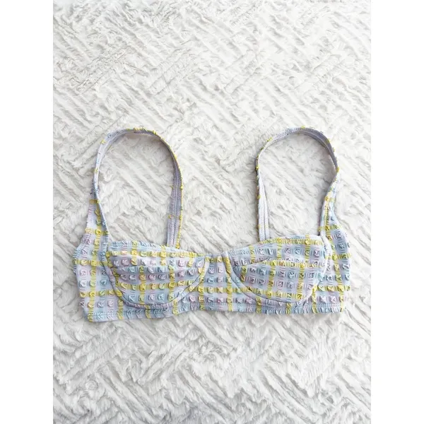GB Gianni Bini Crush Pastel Gingham Seersucker Balconette Bikini Top Coquette - Image 7