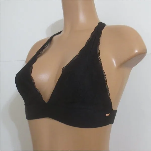 PINK Victoria’s Secret Black Lace Strappy Back Halterneck Bralette - Image 6