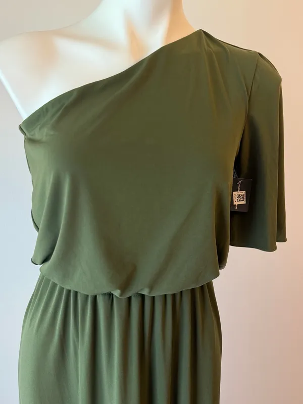 International Concepts Olive Green 1 Shoulder Maxi Dress - Image 2