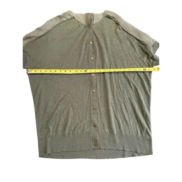 Anthropologie Women's Olive Green Shae Silk & Cashmere Shirt Small Buttons Sweater SS Comfy - Image 5