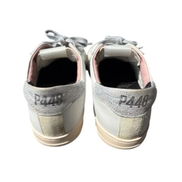 P448 John White Low Top Leather Sneakers - Image 3