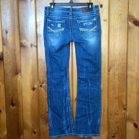 BKE denim Stella distressed jeans bootcut size 26x31 1/2 lighter western country - Image 2