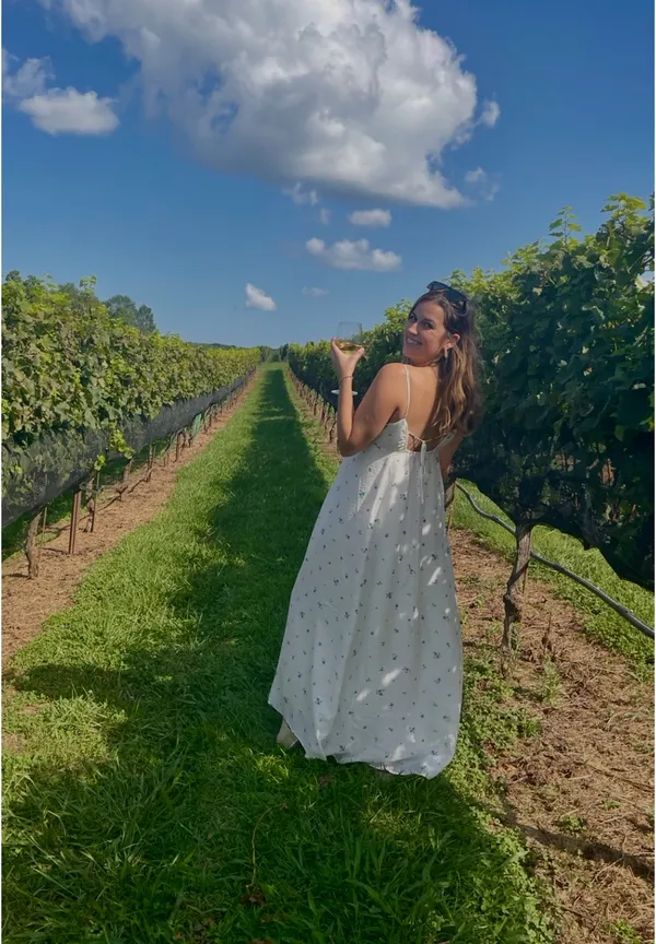 Flowy White Floral Print Dress - Image 2