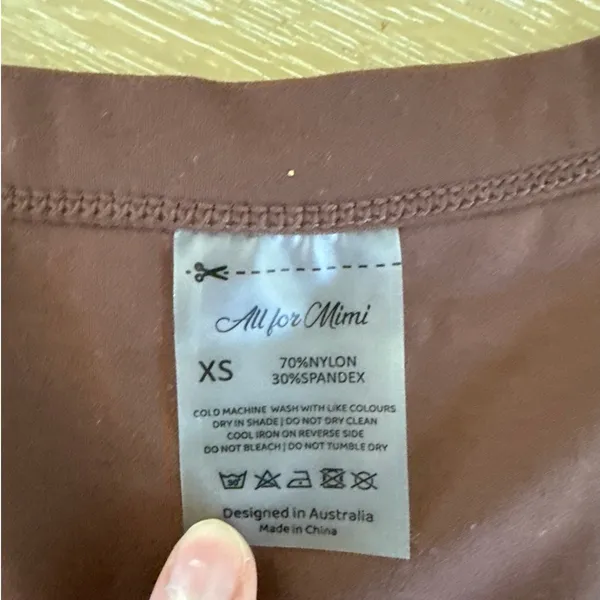 All for Mimi Workout Set Cross Front Top Scrunch Leggings Size XS Brown - Image 3