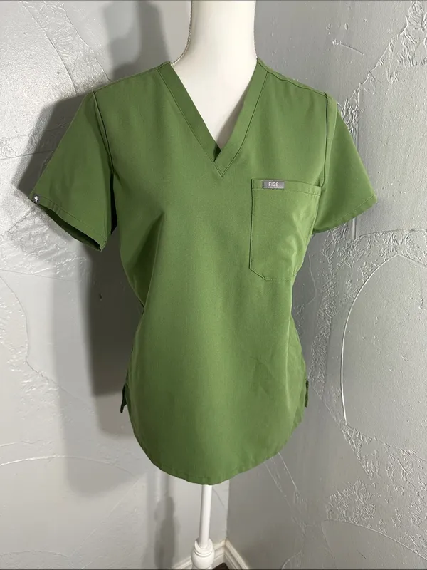 Figs Olive Green V-Neck Scrub Top - Image 4