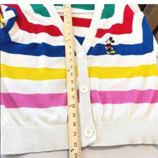 Disney Cardigan Women L White Striped Knit Mickey‎ Mouse Disney 100 Anniversary - Image 6