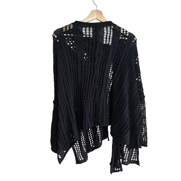 POL boho black knit‎ asymetric cardigan women's size small gothcore steampunk - Image 5