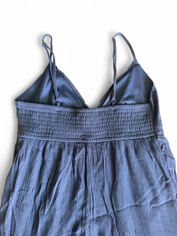 No Boundaries Dusty Blue Eyelet Mini Dress XS - Image 7