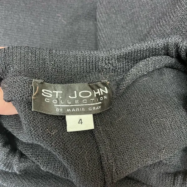 St.John black knit wide leg pants with pleats size 4‎ - Image 5