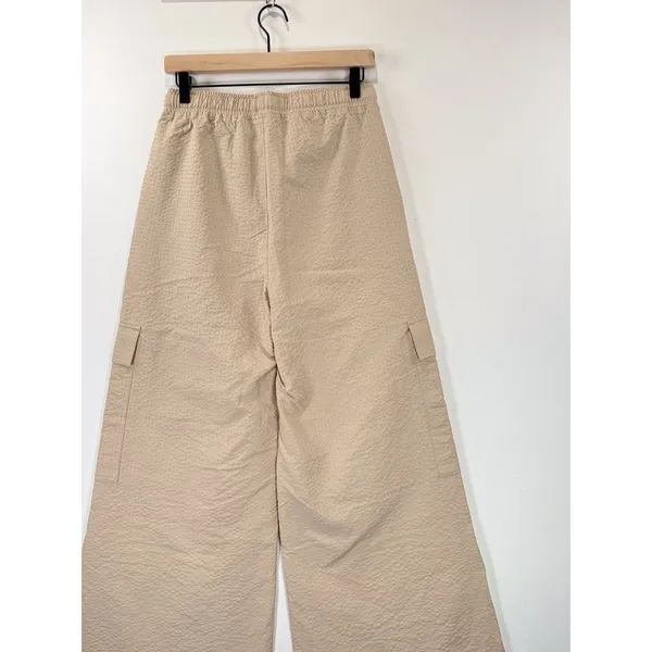 Honor The Gift Womens Pants Beige Waffle Cargo Wide Leg High Rise Baggy Small - Image 7