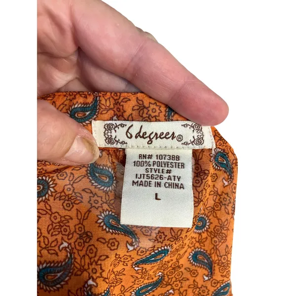 Six Degrees Orange Boho Blouse Womens Size L Size L - Image 5