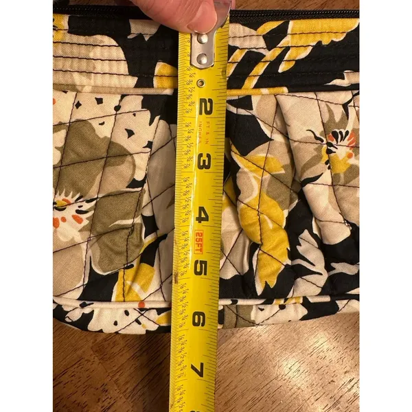 Vera Bradley Frannie CrossBody Yellow Black Dogwood Pattern Zip Close Floral - Image 5