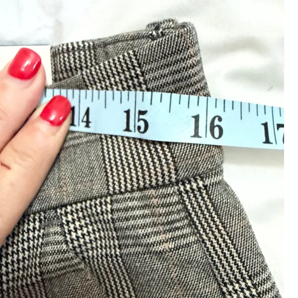 American Eagle Gray Glen Plaid Wide Leg Trouser Pants Size 8 Stretch High Rise - Image 5