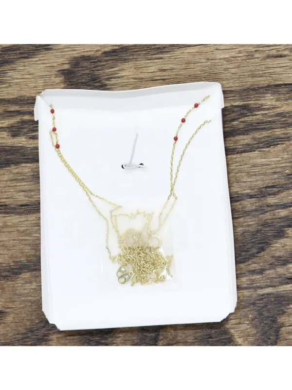 NEW A New Day Beaded "A" Initial Necklace Set 2-Pack Gold / Marron Red 16" 18" - Image 3