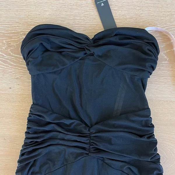 Lulu’s Maxi Dress Mesh Strapless Ursella Size S Black - Image 2