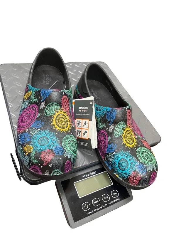 Crocs Work Dual Comfort wms paisley multicolored slip on clogs sz 6W SKU 10-124 - Image 13