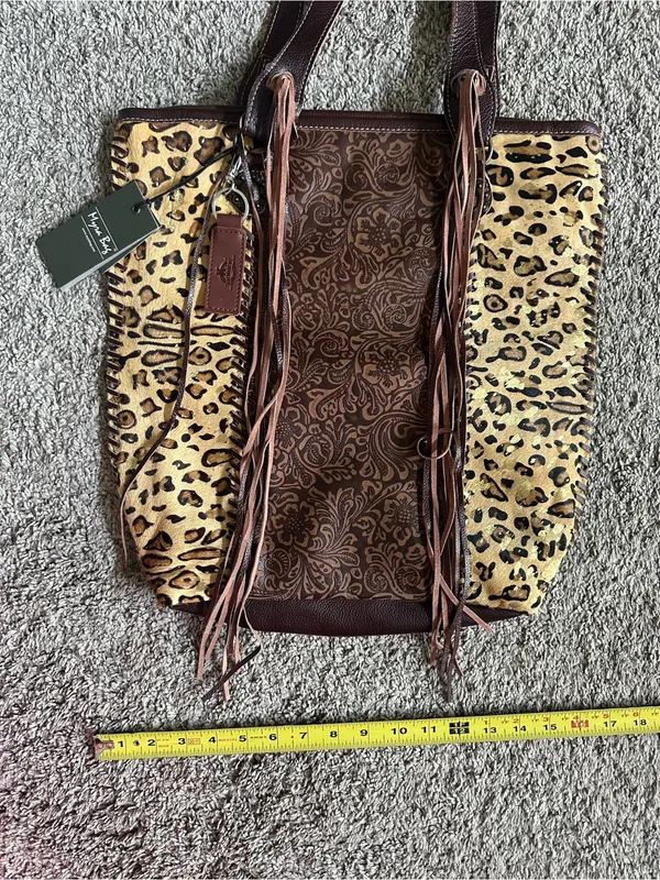 Myra Bag Golden Studs Leopard Animal Print Shoulder Bag Brown/Beige Zip Medium - Image 3