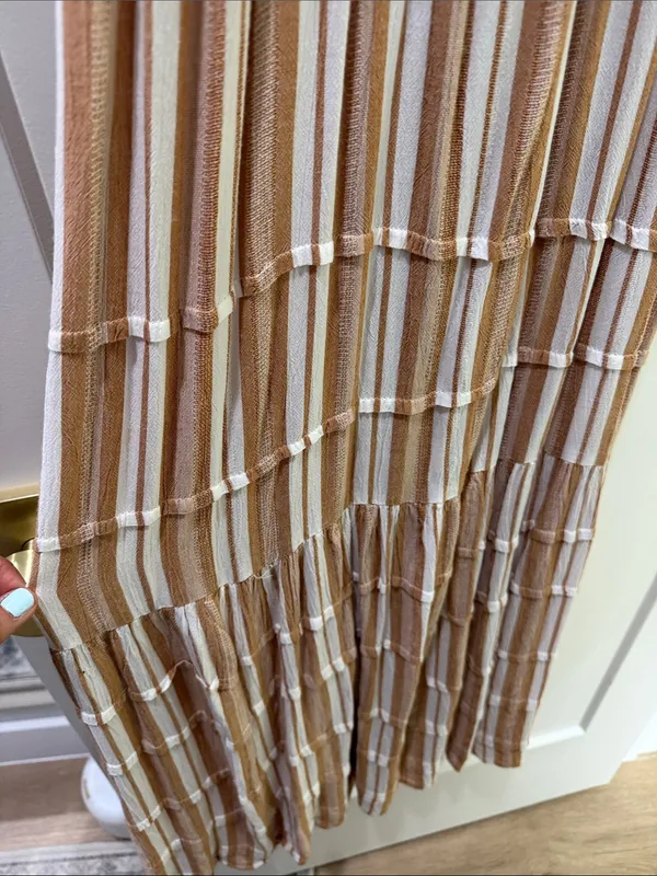 Angie Striped Maxi Dress in Beige and White - Image 2