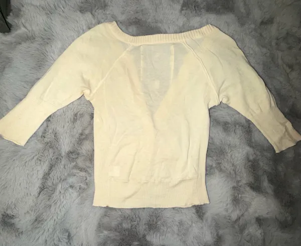 Abercrombie & Fitch Cream Button-Up Knit Cardigan - Image 3