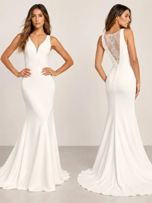 LULUS Bridal Wedding Elegant Sophisticated Sexy Lace Mermaid Gown - Image 2