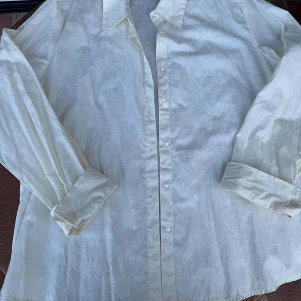Target Vintage White Stag cream button up blouse with floral embroidery fits sz s-L - Image 5