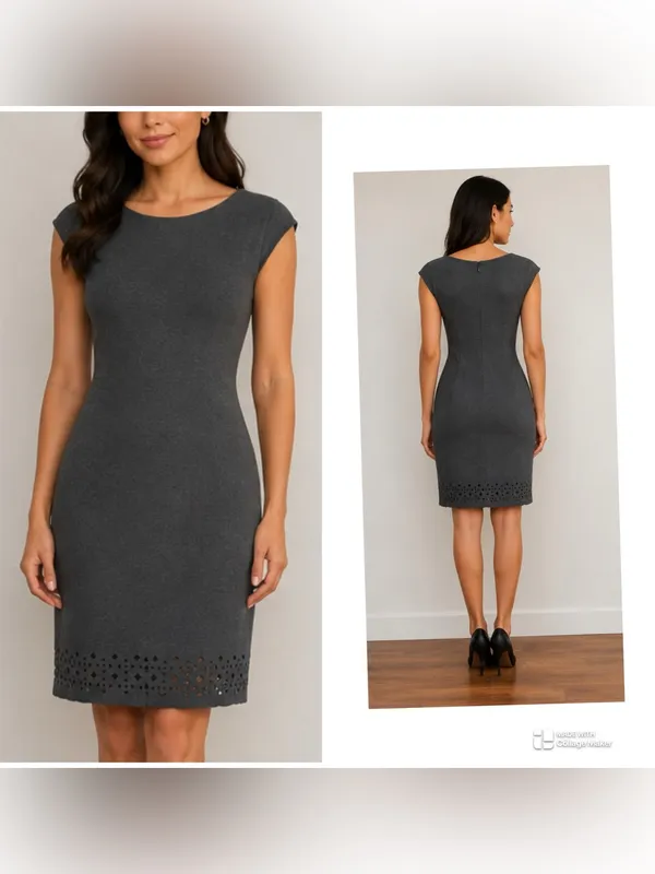 Banana Republic Dark Charcoal Sheath Dress with Laser-Cut Hem size 6T - Image 2
